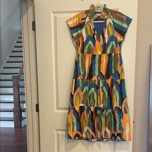 Crosby Colorful Abstract Tiered Summer Dress